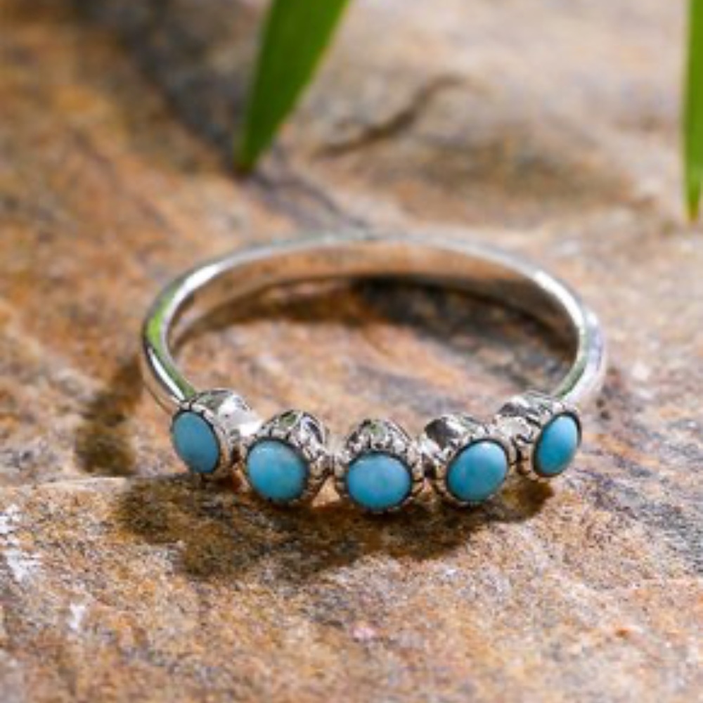Mohave Turquoise and Sterling Silver Band size 7